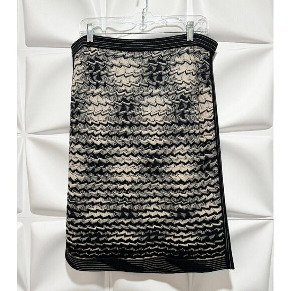 Missoni 46 Sz XL Black Cream Beige Geometric Sweater Pencil Skirt Pull On ITALY - Picture 2 of 7